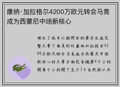 康纳·加拉格尔4200万欧元转会马竞 成为西蒙尼中场新核心